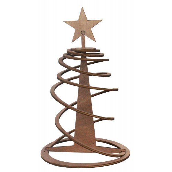 Χριστουγεννιάτικο Επιτραπέζιο Ξύλινο Δεντράκι Στριφογυριστό (25cm)
